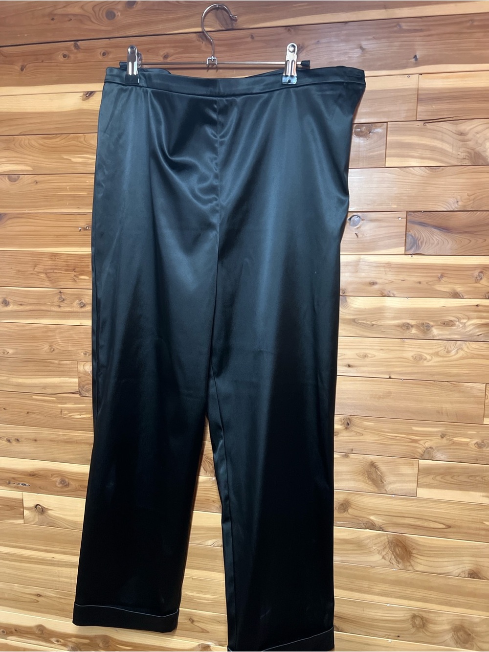 Satin Black Wide-Leg Pants